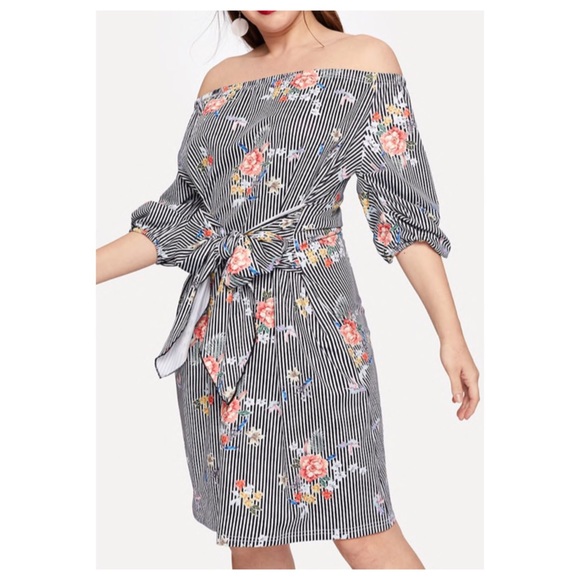 ➕ Off-Shoulder knot detail dress - Picture 4 of 6